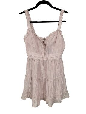 Forever 21 Light Pink Smocked mini Sundress, XS, Feminine Tiered Pretty